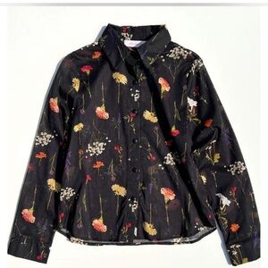 Lisa Says Gah Black Floral Button-Down Top